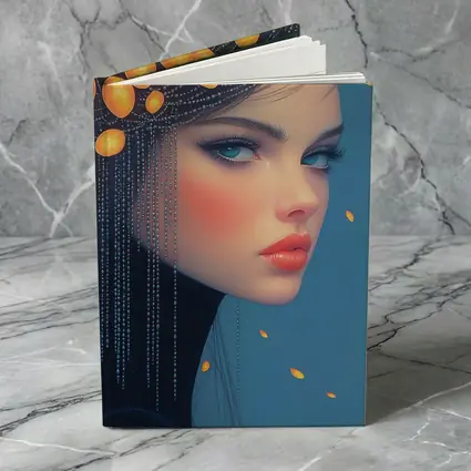 Woman Portrait Orange Fruits Blue Background