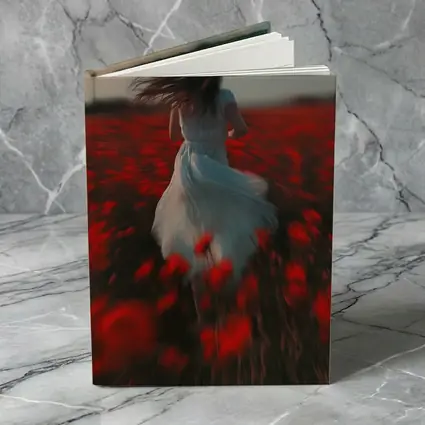Woman Running Through Red Poppy Field