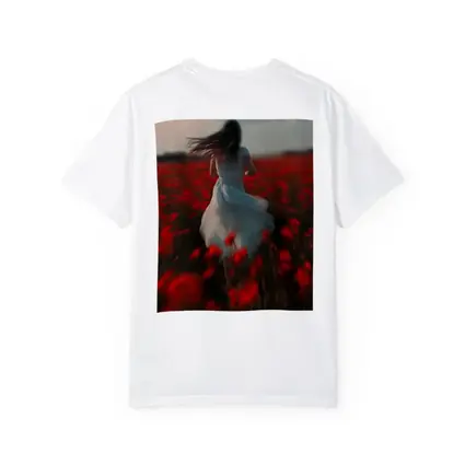 Woman Running Through Red Poppy Field