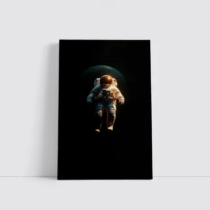Astronaut Floating in Dark Space Earth