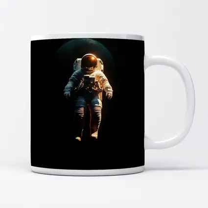 Astronaut Floating in Dark Space Earth