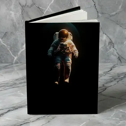 Astronaut Floating in Dark Space Earth