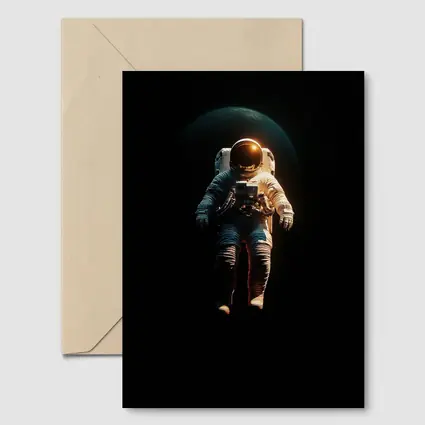 Astronaut Floating in Dark Space Earth