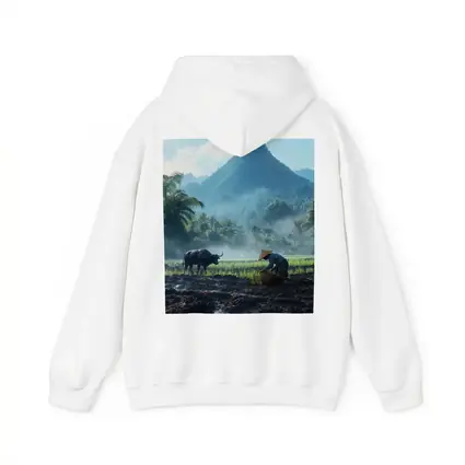 Farmer Working Rice Field Mountain Background