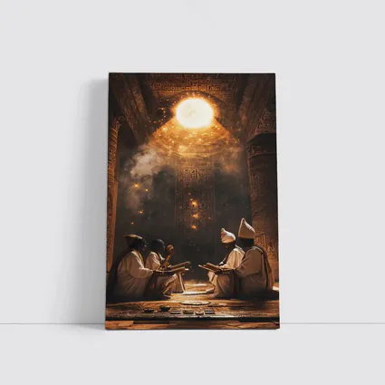 Ancient Egyptian Priests Ritual Glowing Temple