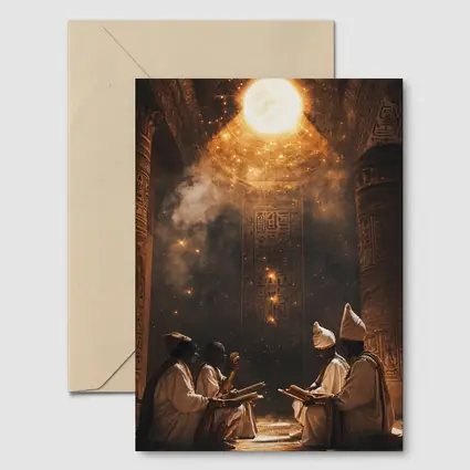 Ancient Egyptian Priests Ritual Glowing Temple