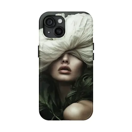 Woman White Poppy Flower Dark Background