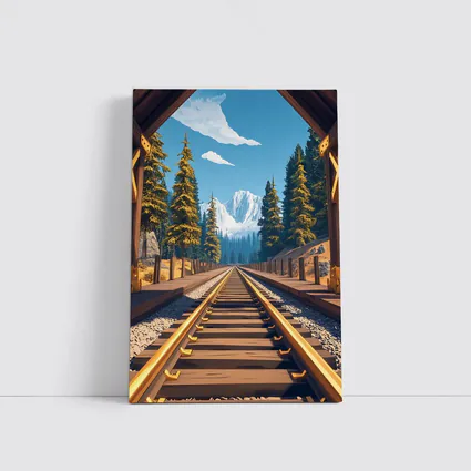 Railroad Tracks Through Mountain Pine Forest