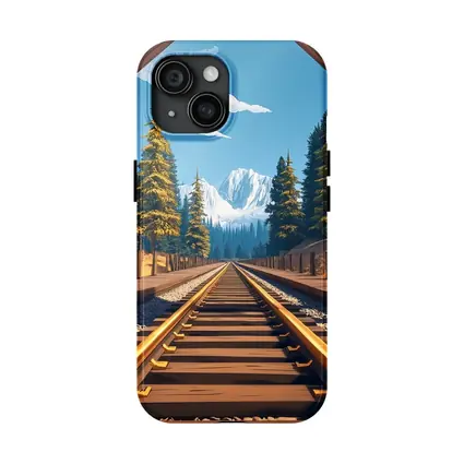 Railroad Tracks Through Mountain Pine Forest