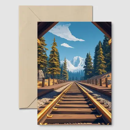 Railroad Tracks Through Mountain Pine Forest