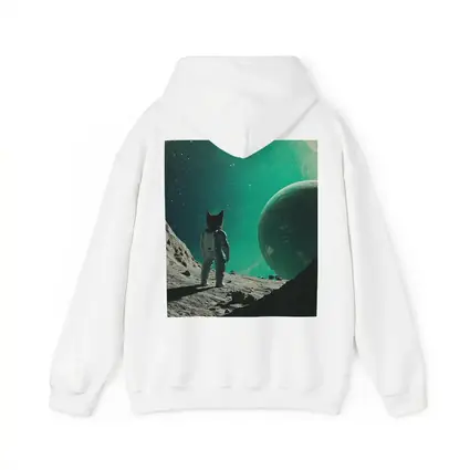 Cat Astronaut Standing On Alien Moon Planet
