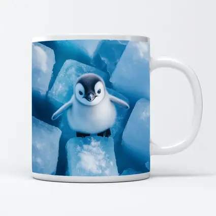 Baby Penguin Chick On Ice Cubes
