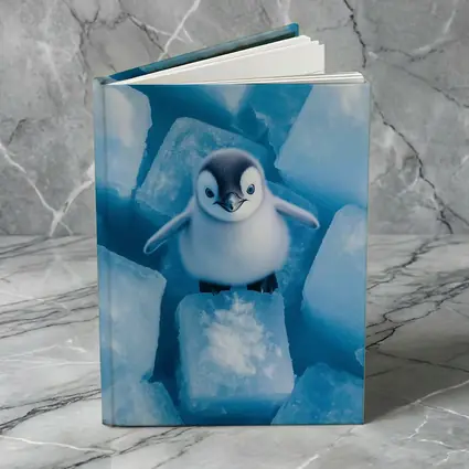 Baby Penguin Chick On Ice Cubes