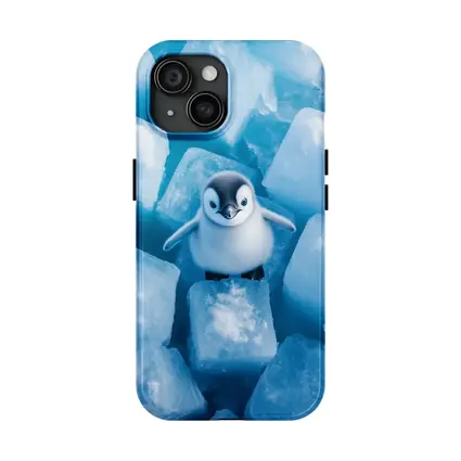 Baby Penguin Chick On Ice Cubes