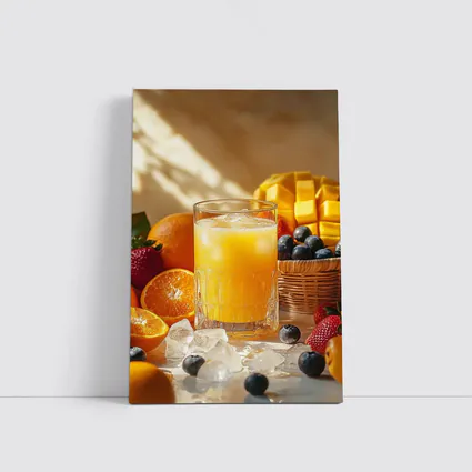 Fresh Orange Juice Glass With Summer Fruits