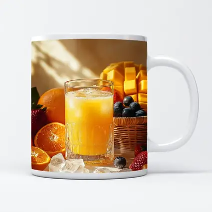 Fresh Orange Juice Glass With Summer Fruits
