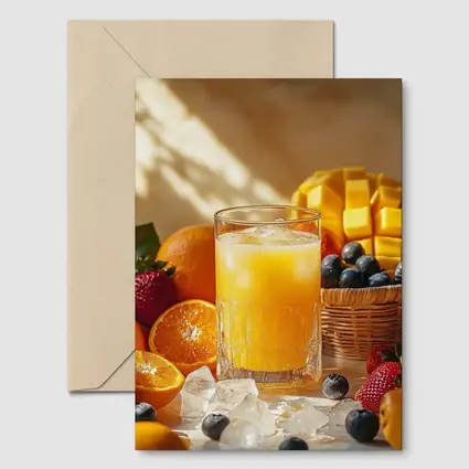 Fresh Orange Juice Glass With Summer Fruits