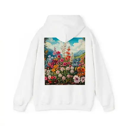 Colorful Wildflowers Garden Mountain Landscape Painting