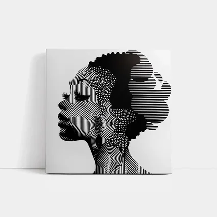 Black White Woman Portrait Graphic Line Art