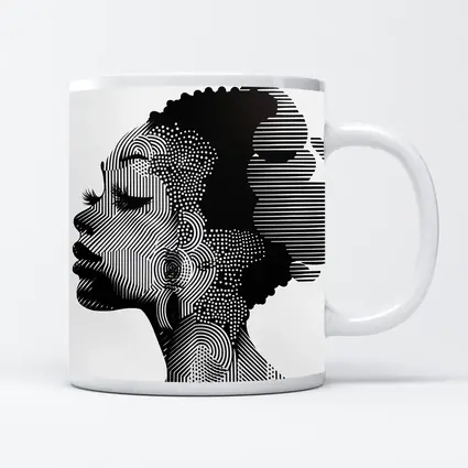 Black White Woman Portrait Graphic Line Art