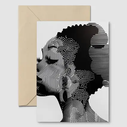 Black White Woman Portrait Graphic Line Art