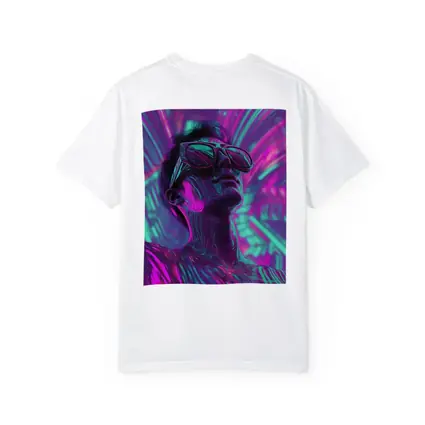 Neon Man Portrait Retrowave Purple Teal Art