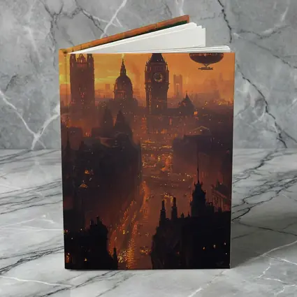 Steampunk London Skyline With Airships Sunset