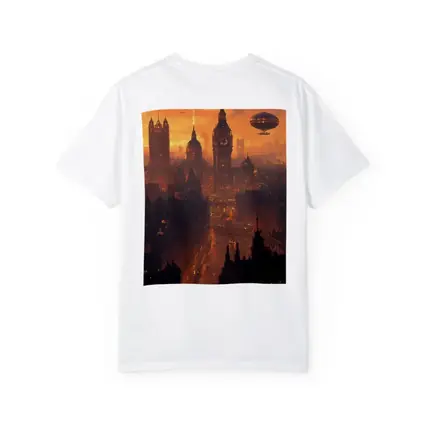 Steampunk London Skyline With Airships Sunset
