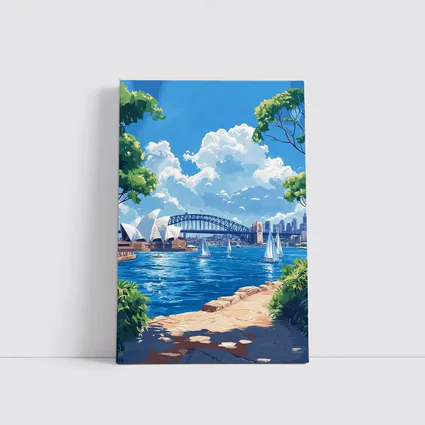 Sydney Opera House Harbour Bridge Illustration Art