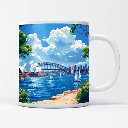 Sydney Opera House Harbour Bridge Illustration Art