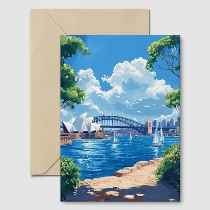 Sydney Opera House Harbour Bridge Illustration Art