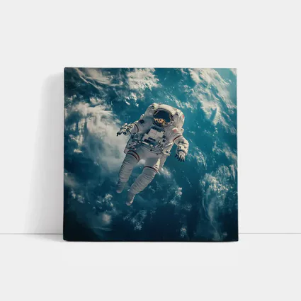 Astronaut Floating Above Earth Clouds