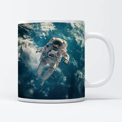Astronaut Floating Above Earth Clouds