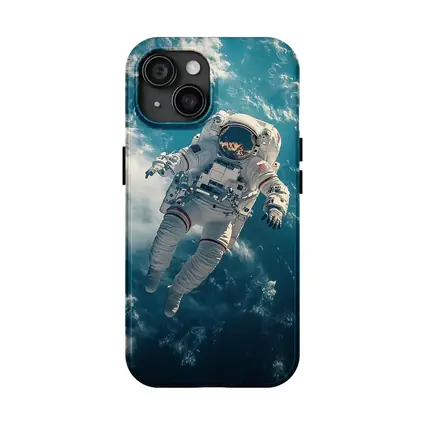 Astronaut Floating Above Earth Clouds