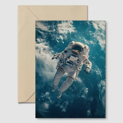 Astronaut Floating Above Earth Clouds