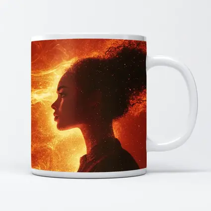 Woman Silhouette Fire Flames Glowing Background