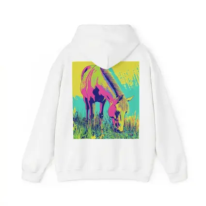Pop Art Horse Grazing Green Meadow