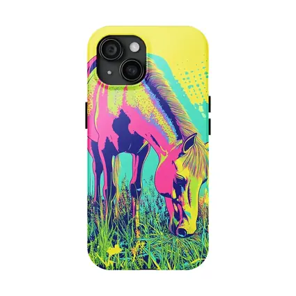 Pop Art Horse Grazing Green Meadow