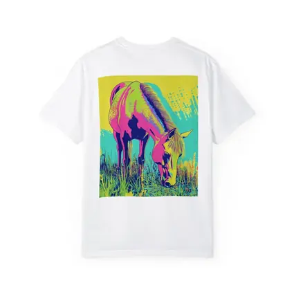 Pop Art Horse Grazing Green Meadow