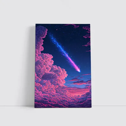 Pixel Art Comet Pink Night Sky
