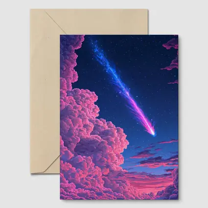 Pixel Art Comet Pink Night Sky