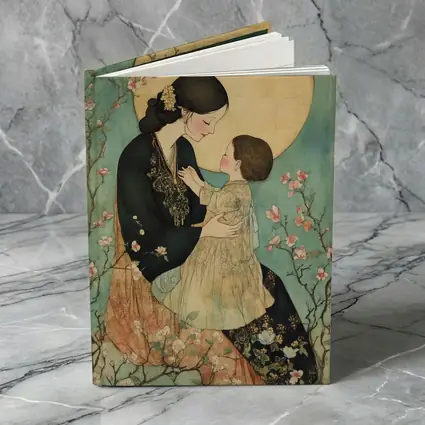 Mother and Child Cherry Blossom Japanese Art