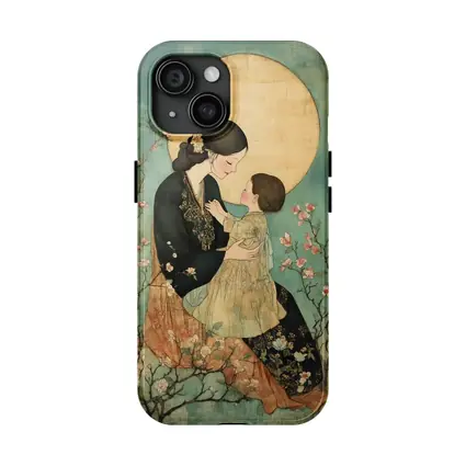 Mother and Child Cherry Blossom Japanese Art