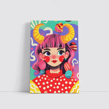 Taurus Girl Colorful Pop Art Illustration