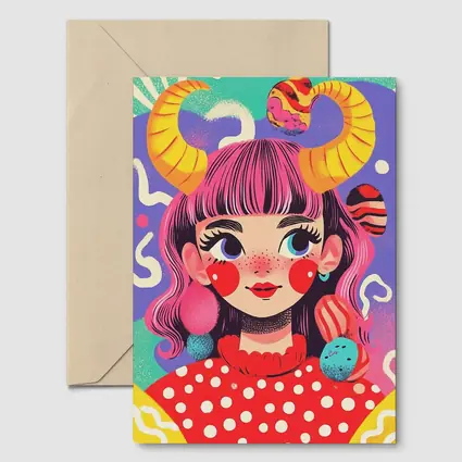 Taurus Girl Colorful Pop Art Illustration