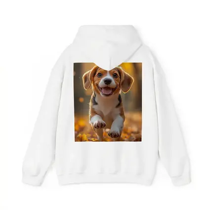 Beagle Puppy Running Autumn Leaves Forest