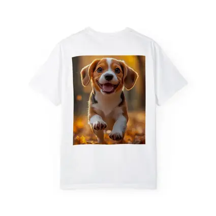 Beagle Puppy Running Autumn Leaves Forest