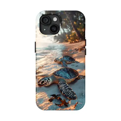 Sea Turtles Resting On Tropical Sandy Beach