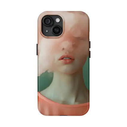 Woman Face Hidden Behind Pink Cloud