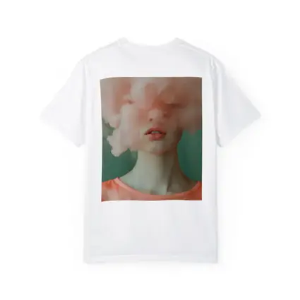 Woman Face Hidden Behind Pink Cloud